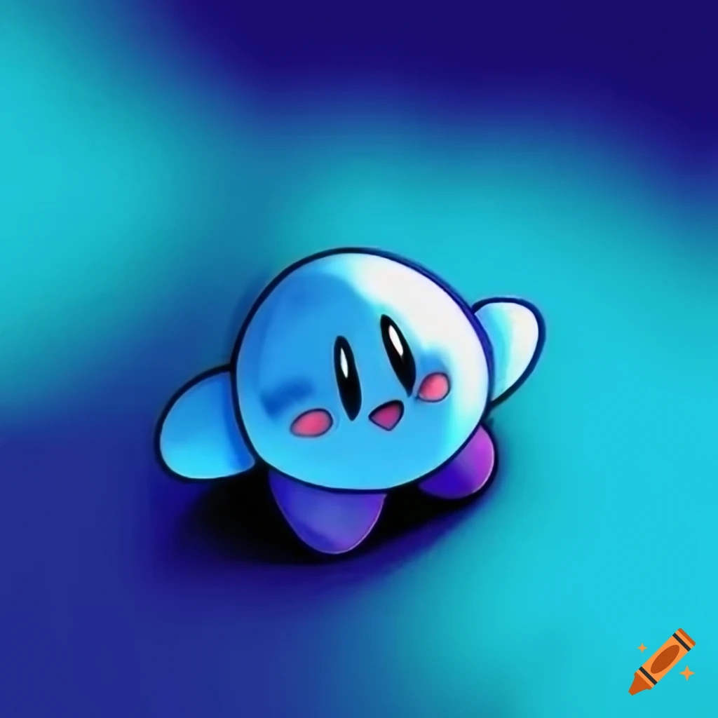Character artwork of blue kirby on Craiyon
