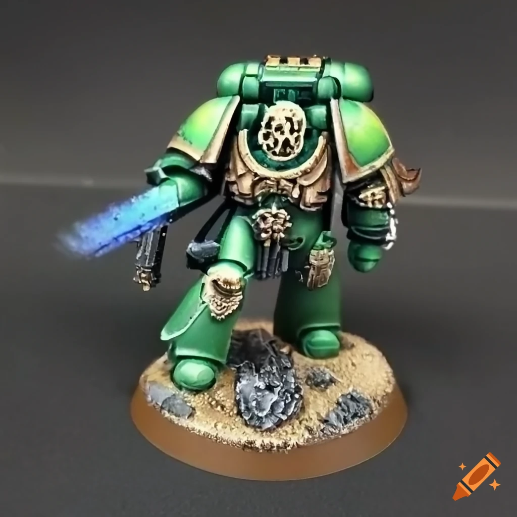 Warhammer 40k Salamanders Space Marine Miniature On Craiyon