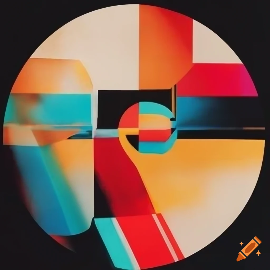 album cover design featuring geometric shapes in suprematism style