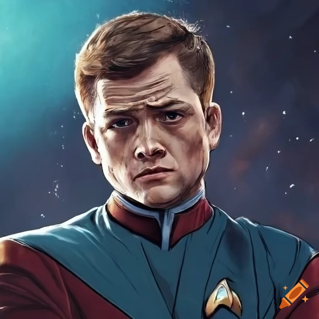 Taron Egerton As Captain Of The Starship Enterprise In Star Trek Style On Craiyon