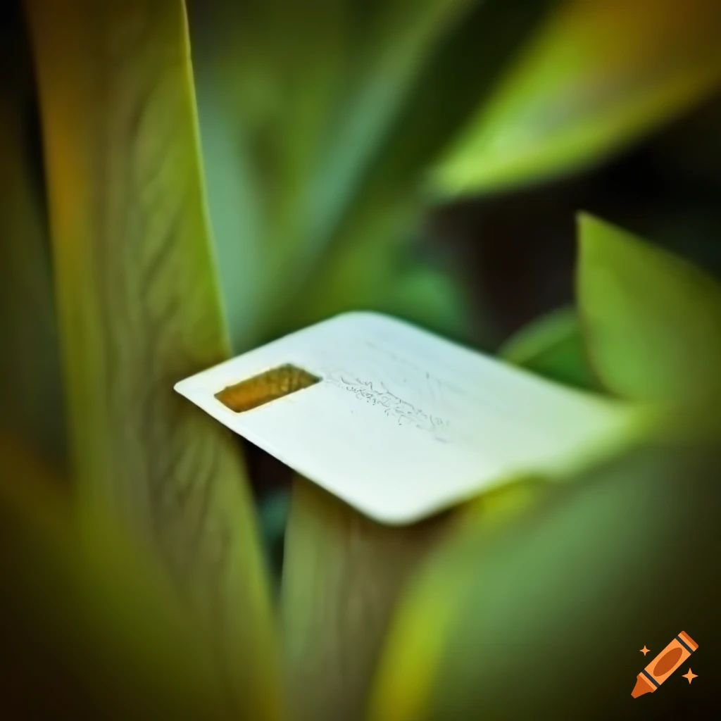 photo of a bank card with a plant in the background