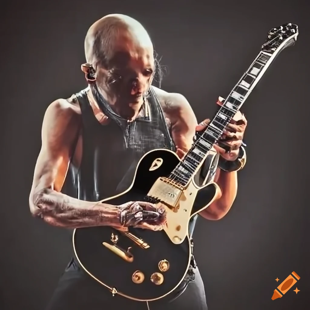 Musician playing a gibson les paul custom ebony on stage on Craiyon