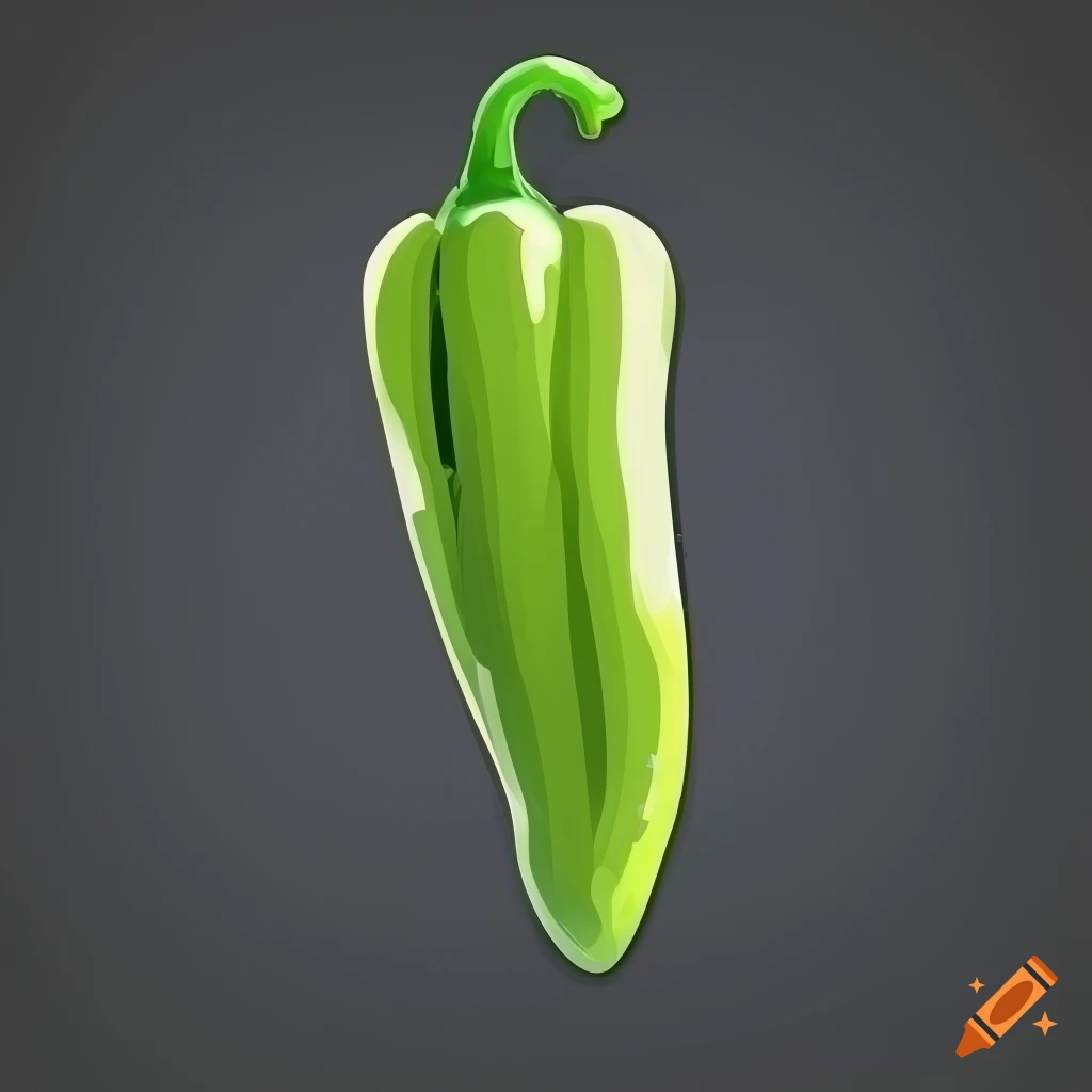 Anime style Illustration Of A Green Pepper On Black Background On Craiyon