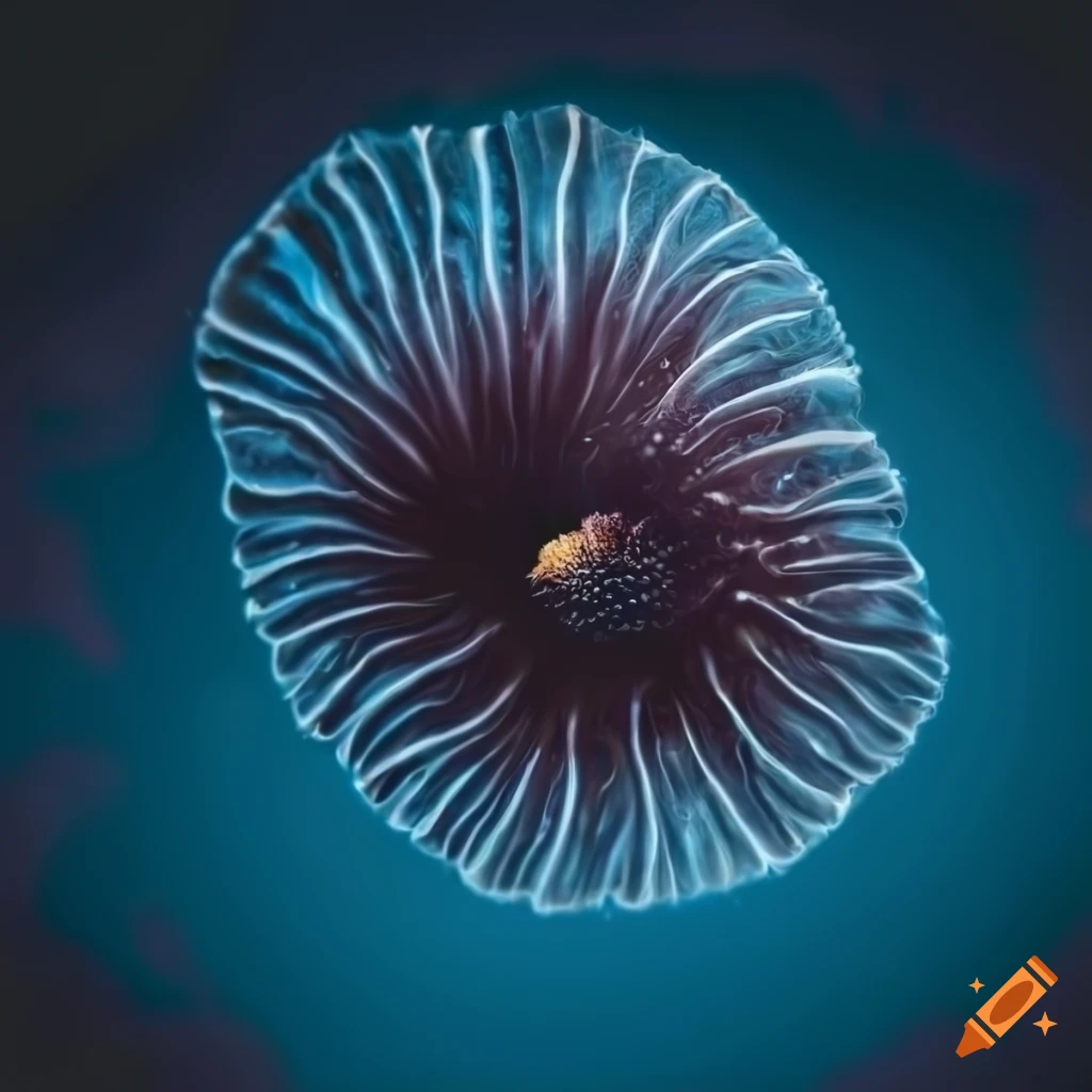 black sea creature in dark blue underwater background