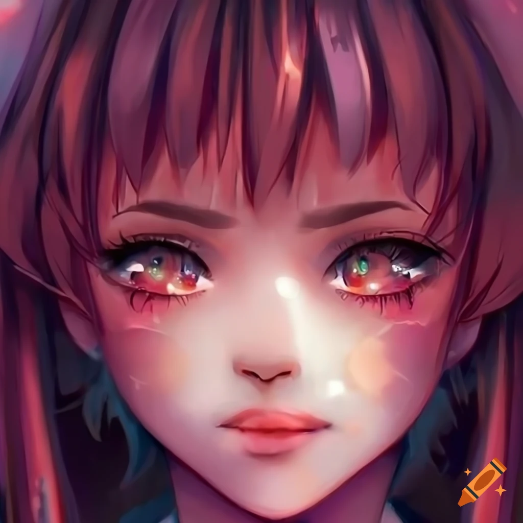 Sad anime eyes tears in her big blue Royalty Free Vector