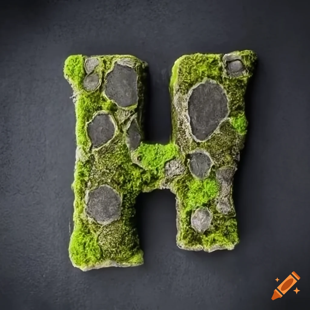 Mosscovered stone letter a