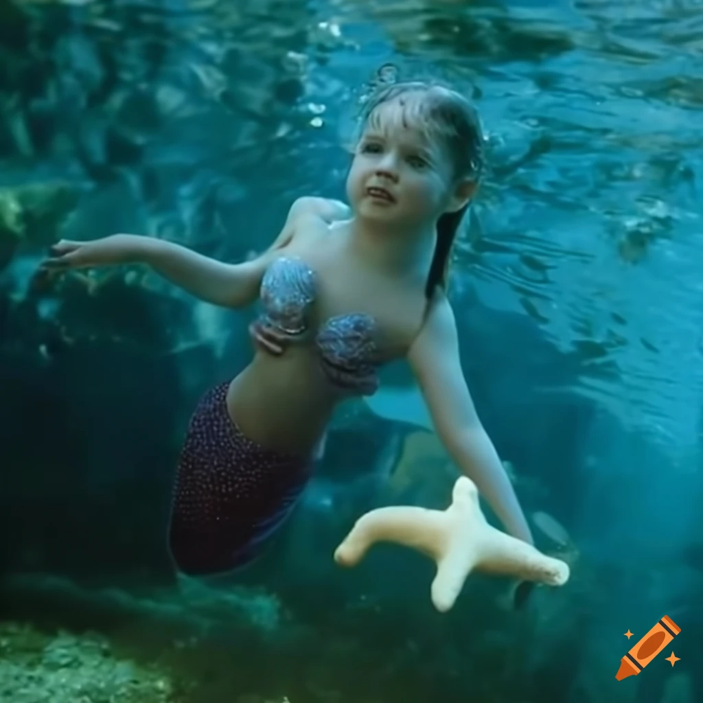 Close up Cinematic Photo Of Mermaid Children Playing By The River Bank close-up-cinematic-photo-of-mermaid-children-playing-by-the-river-bank