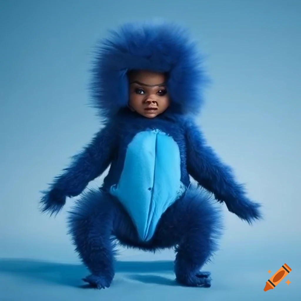 Fluffy dark blue onesie