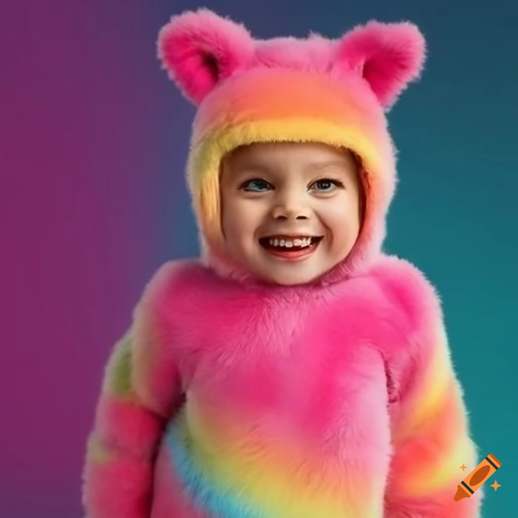 Fluffy rainbow onesie for a vibrant look on Craiyon