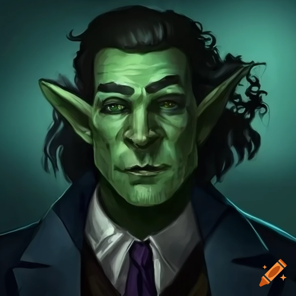 Illustration Of A Debonair Half orc Detective On Craiyon