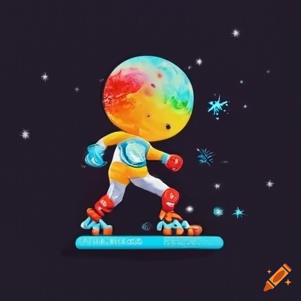 logo of a roller skater in space