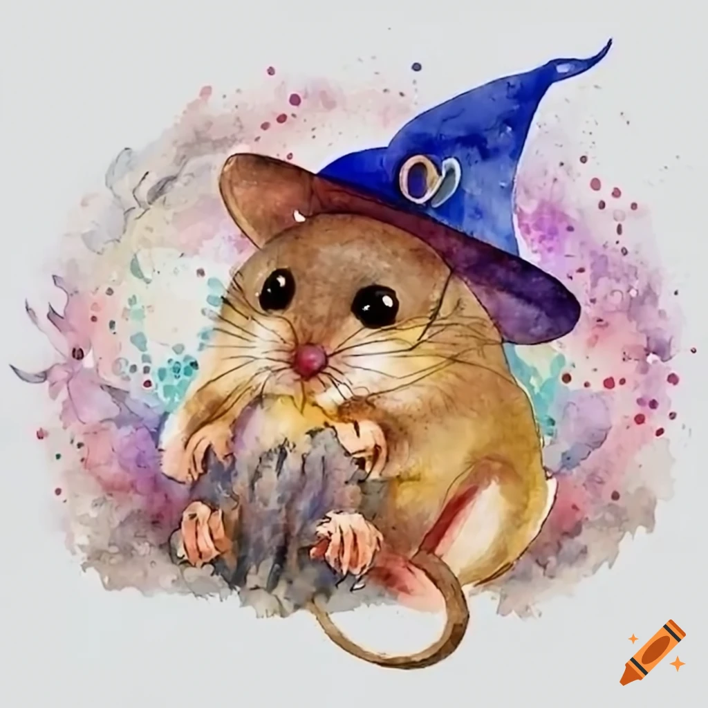 Cute dormouse with a wizard hat and glasses on Craiyon