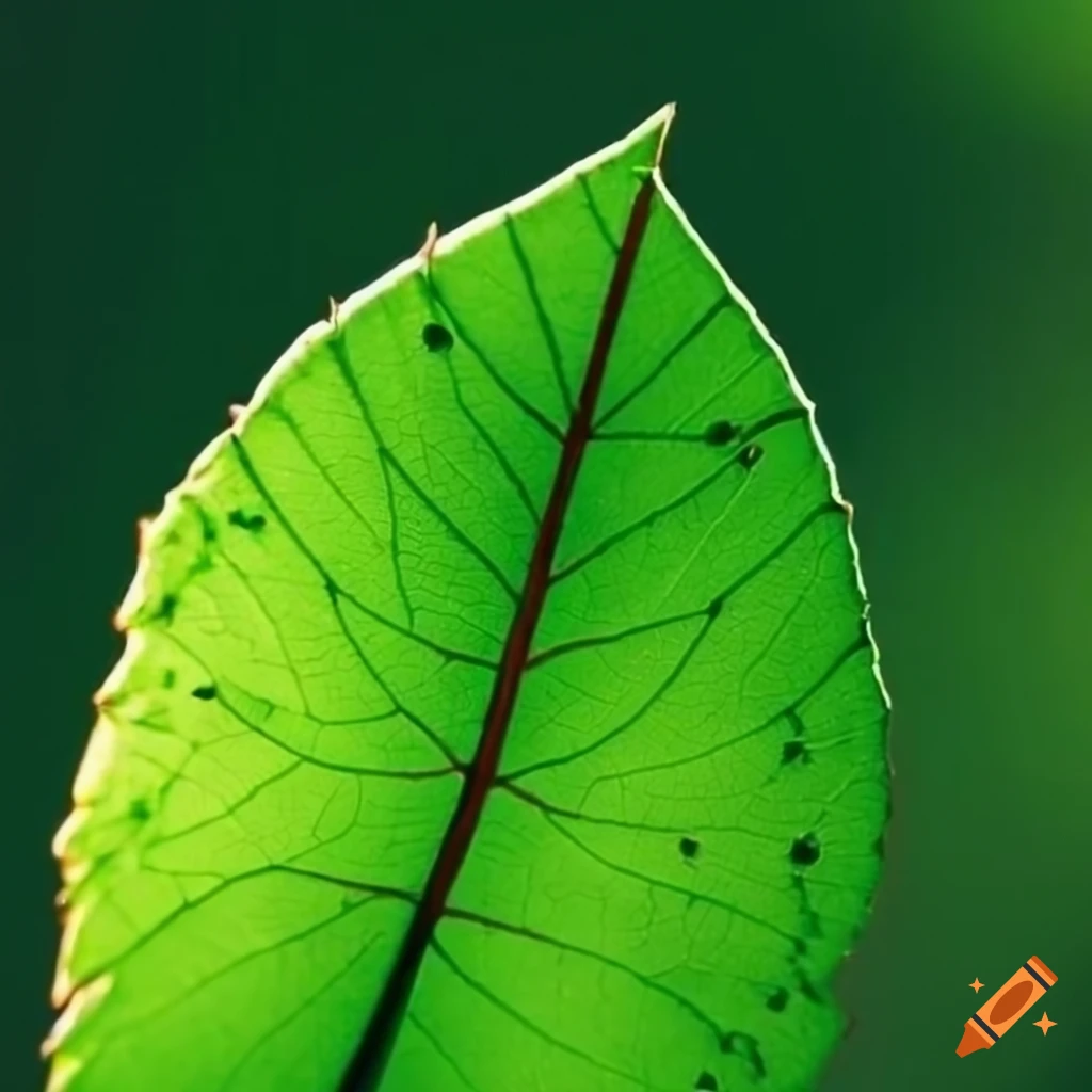 close-up of a fresh green leaf