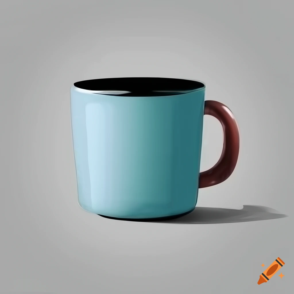 minimalist digital artwork of a white mug