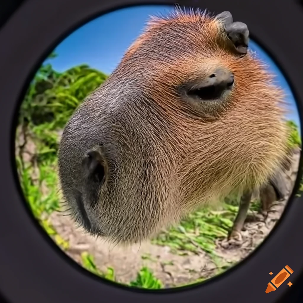 Capybara captured in fisheye lens on Craiyon