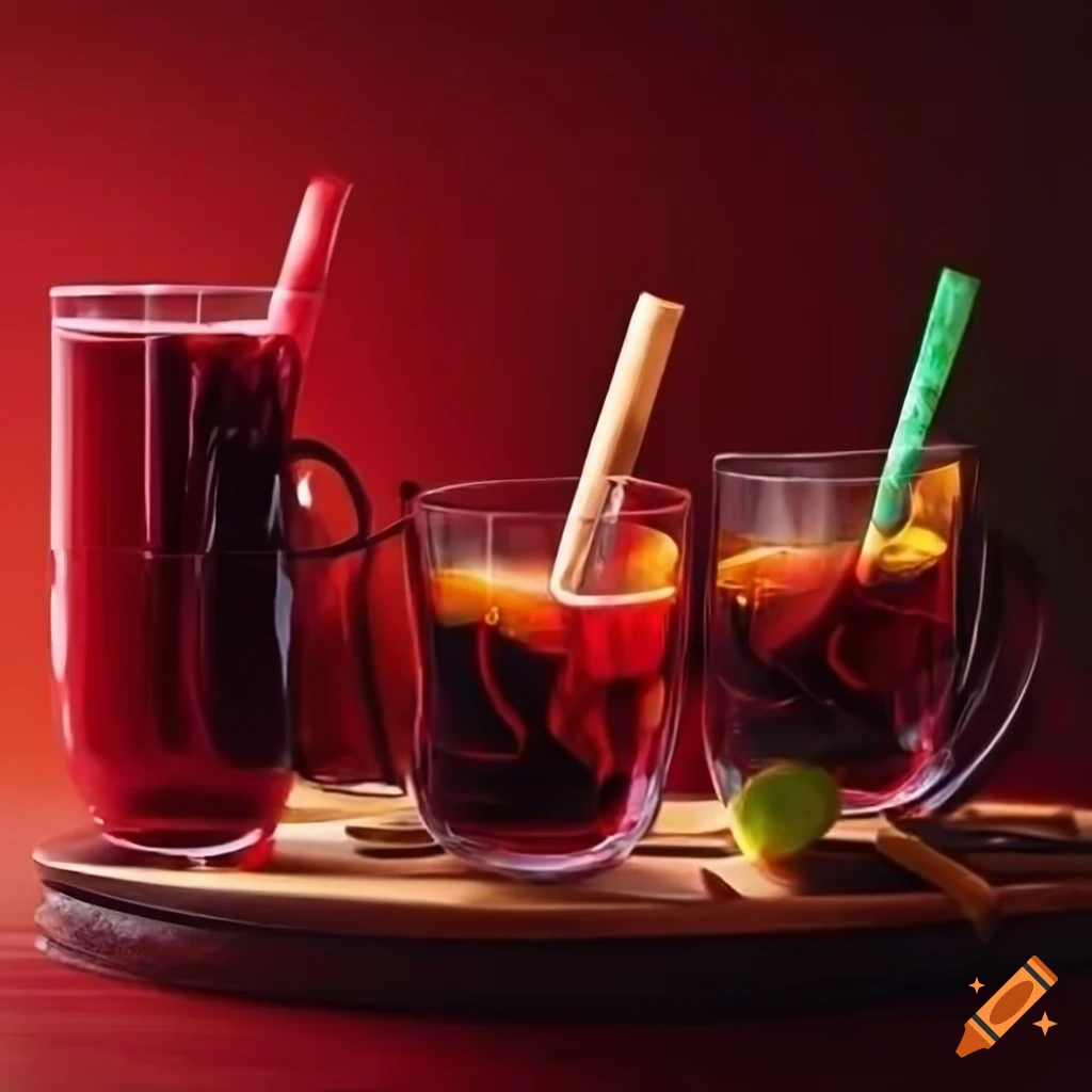 Christmas Graphic With Glasses Of Mulled Wine
