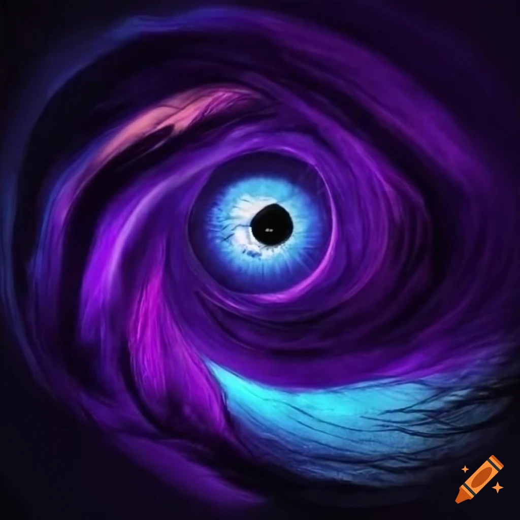 album cover with eye and colorful vortex