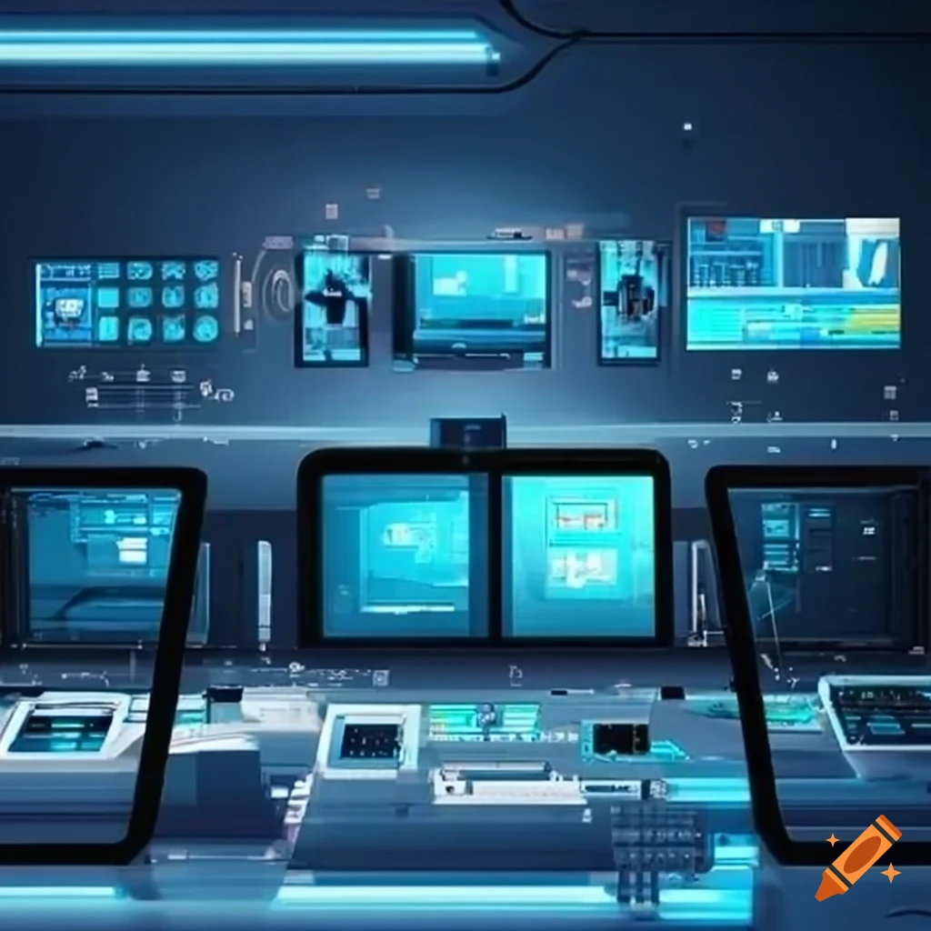 futuristic control room with advanced technology