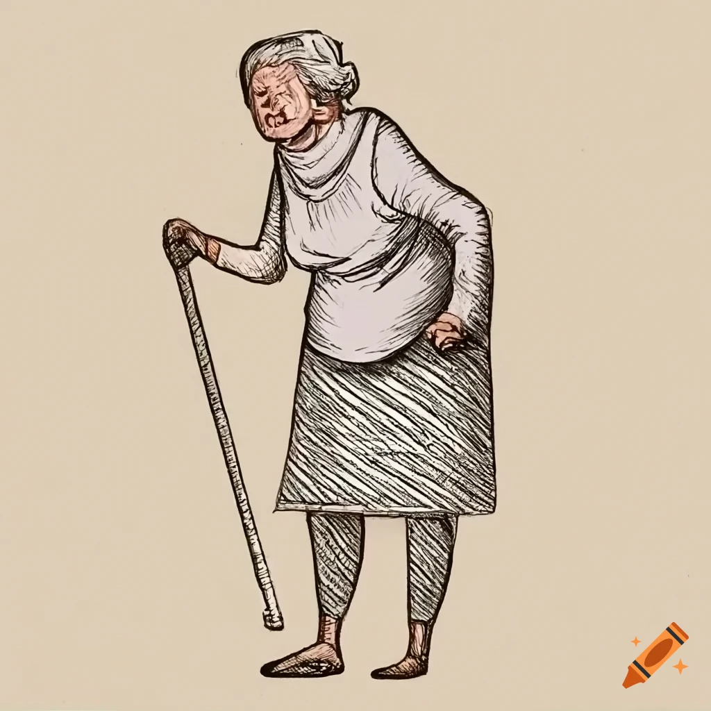 cute and simple old lady drawing | Old women, Woman drawing, Lady
