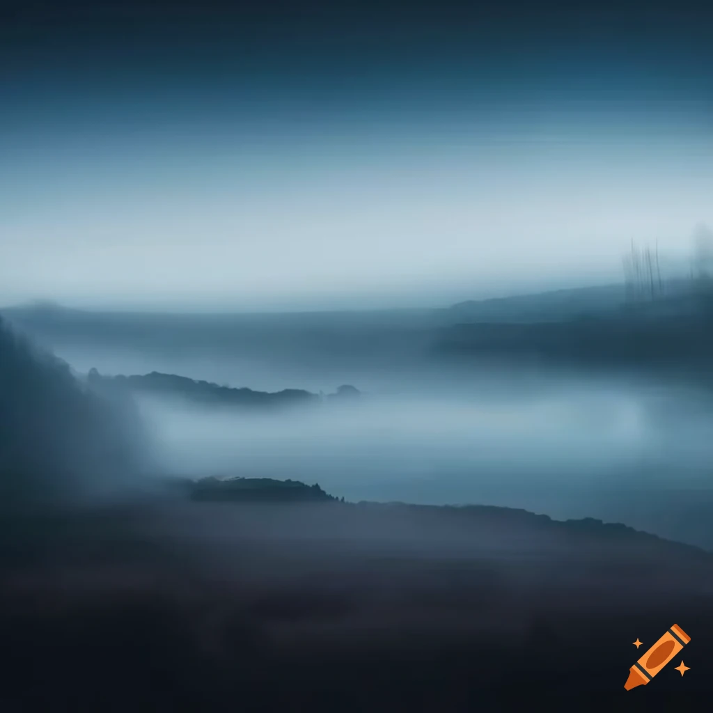 dark and foggy landscape with toxic rivers