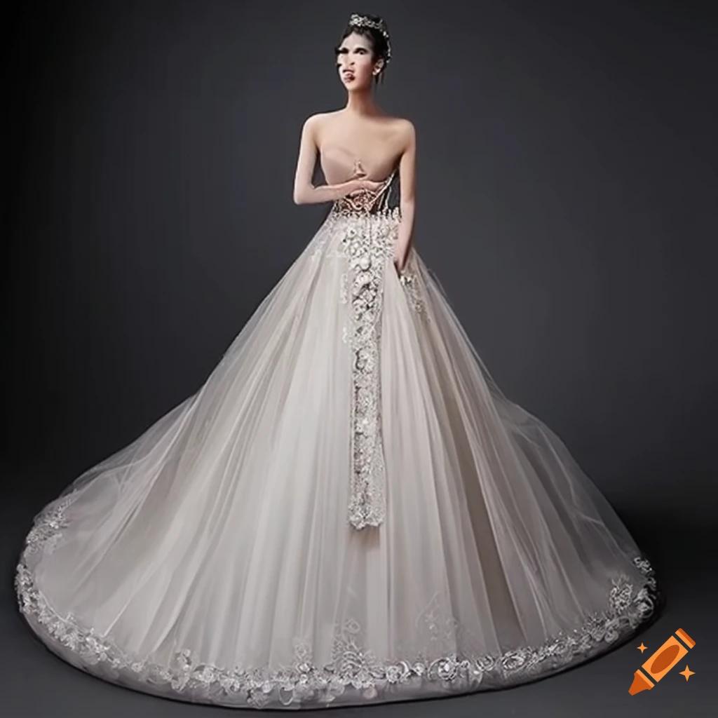 exquisite Crystal studded Princess wedding dress