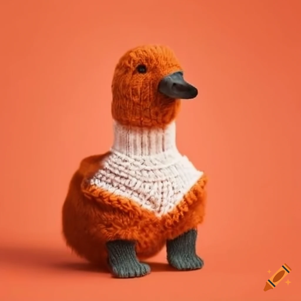 fox wearing a duck-shaped sweater