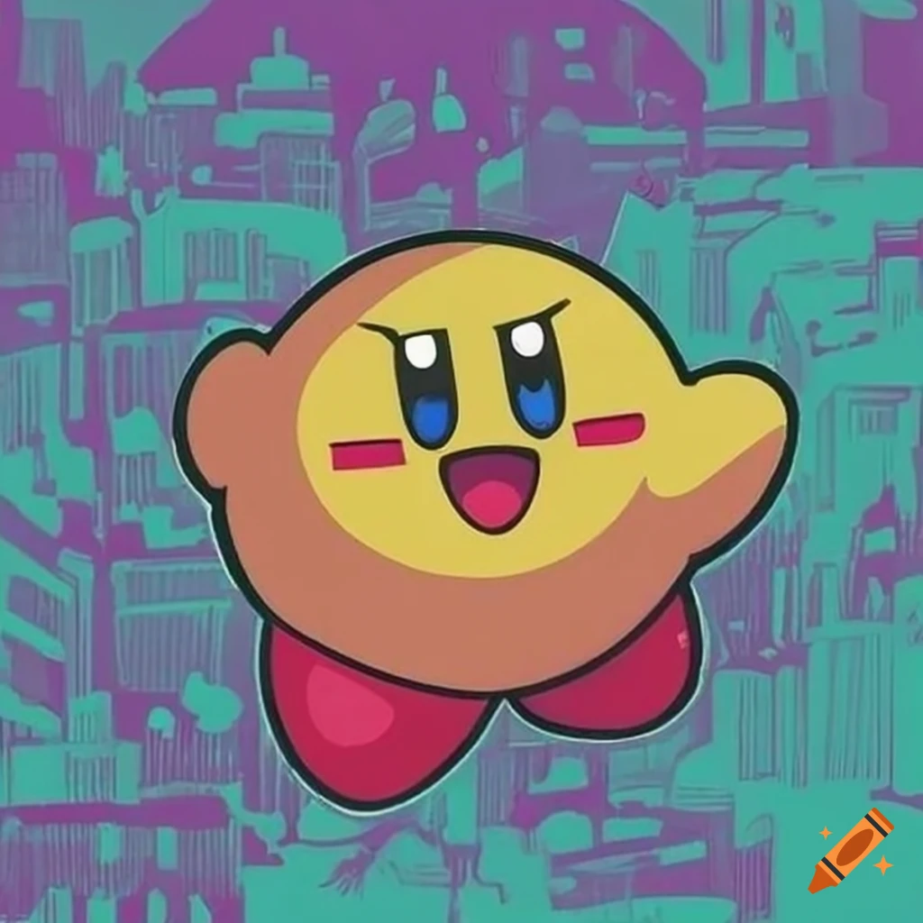 Yellow kirby with sunglasses in the city on Craiyon