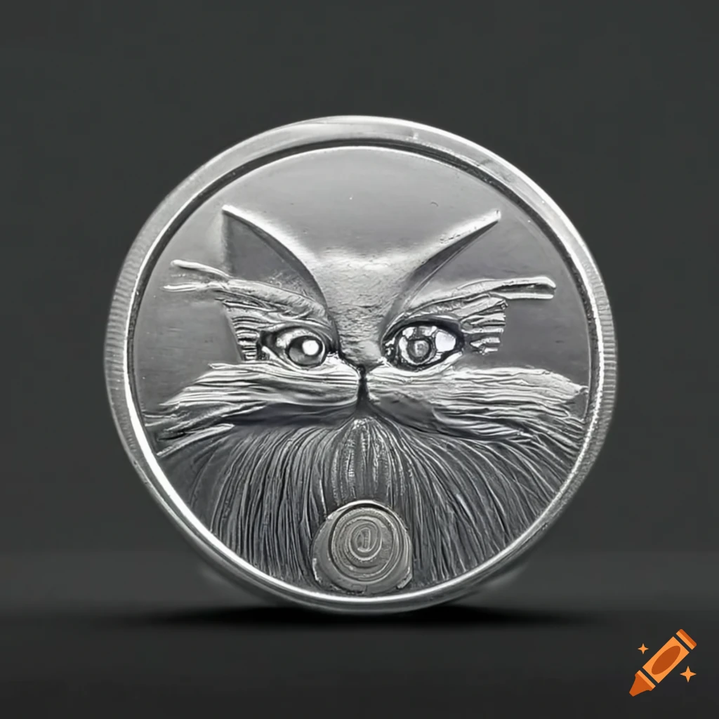 platinum coin with cat face
