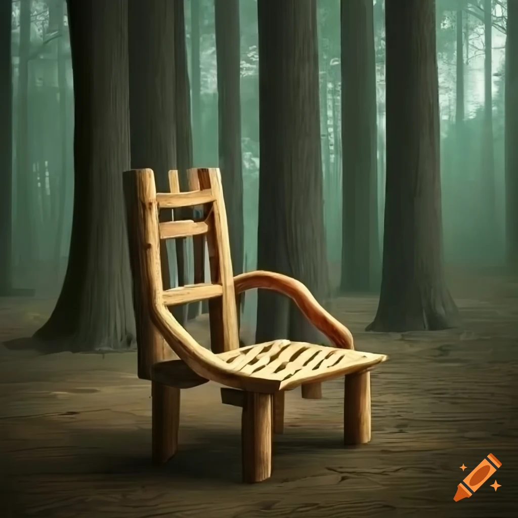 Photorealistic chair in the woods on Craiyon