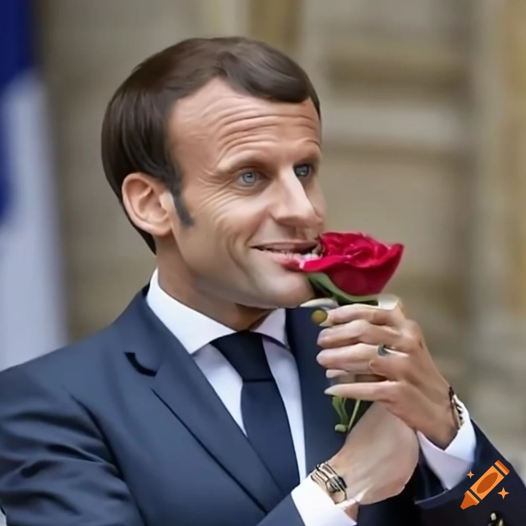 emmanuel-macron-smelling-a-rose-on-craiyon