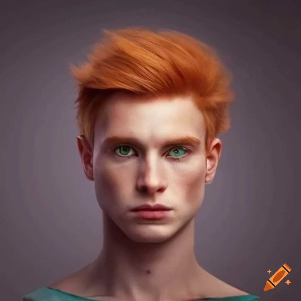 Portrait Of A Man With Red Hair And Green Eyes On Craiyon