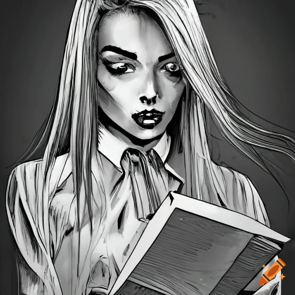 Black And White Comic Book Art Of A Woman Reading A Letter On Craiyon 8733