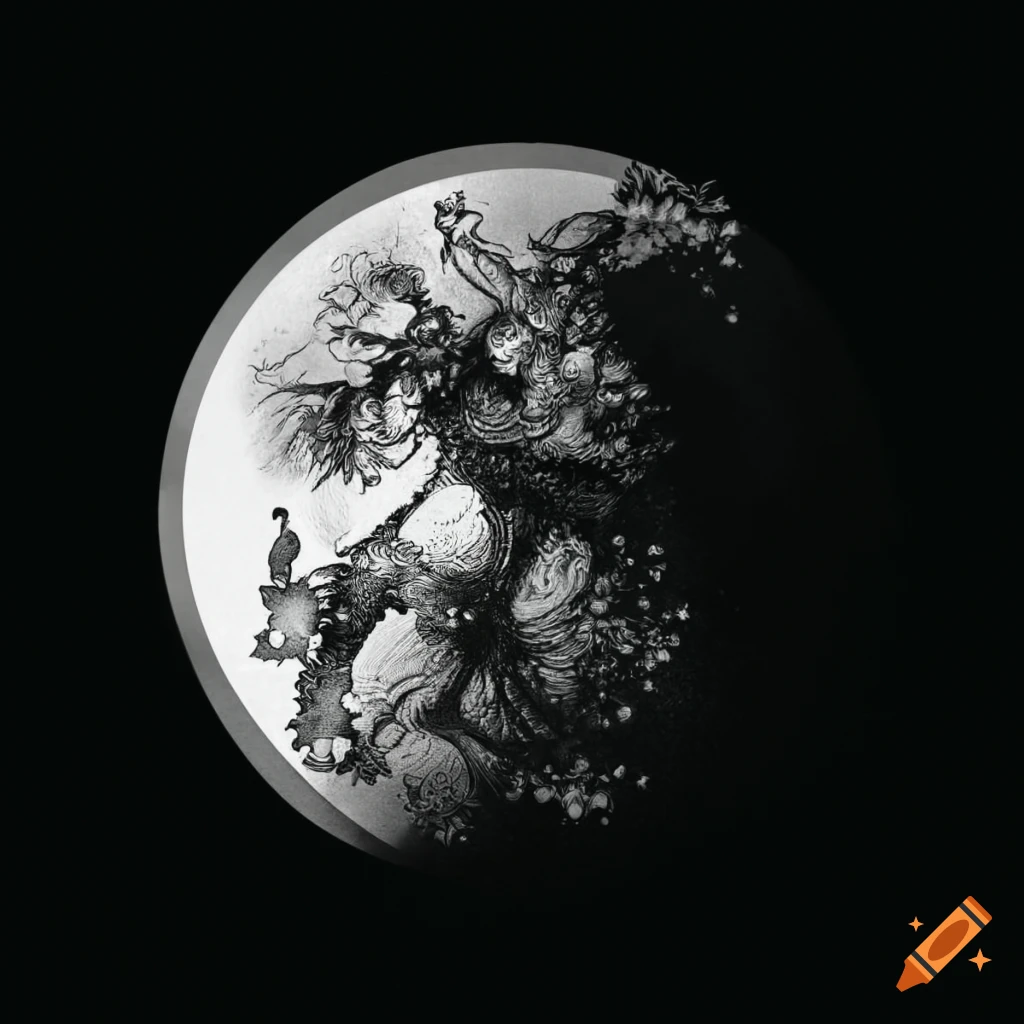 black and white heraldic astral constellation