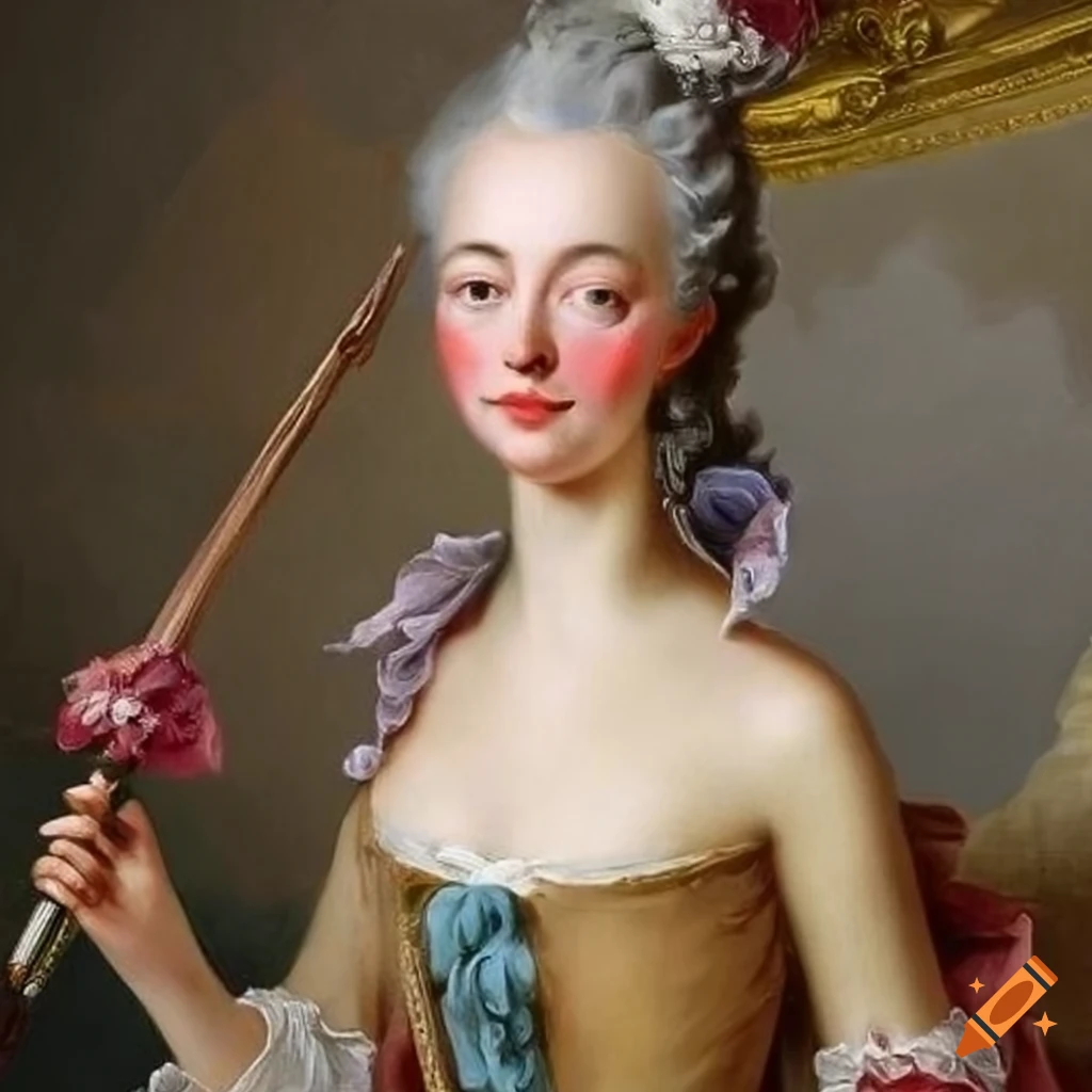 oil painting of a noblewoman in Rococo style
