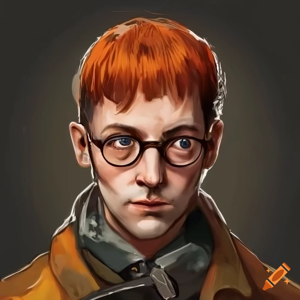 Character with distinct hair and glasses inspired by disco elysium