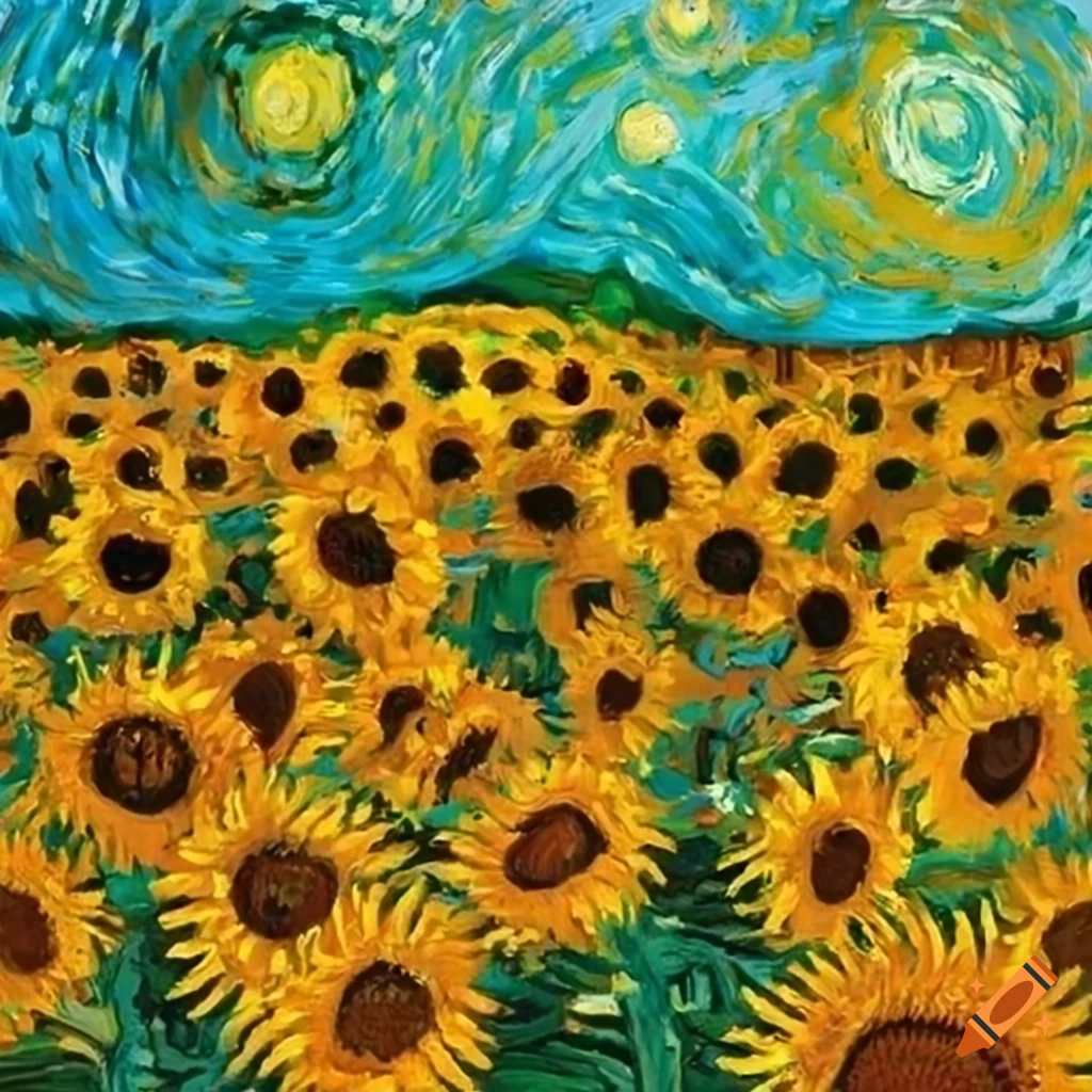 Van Gogh Style Sunflower Field Painting On Craiyon