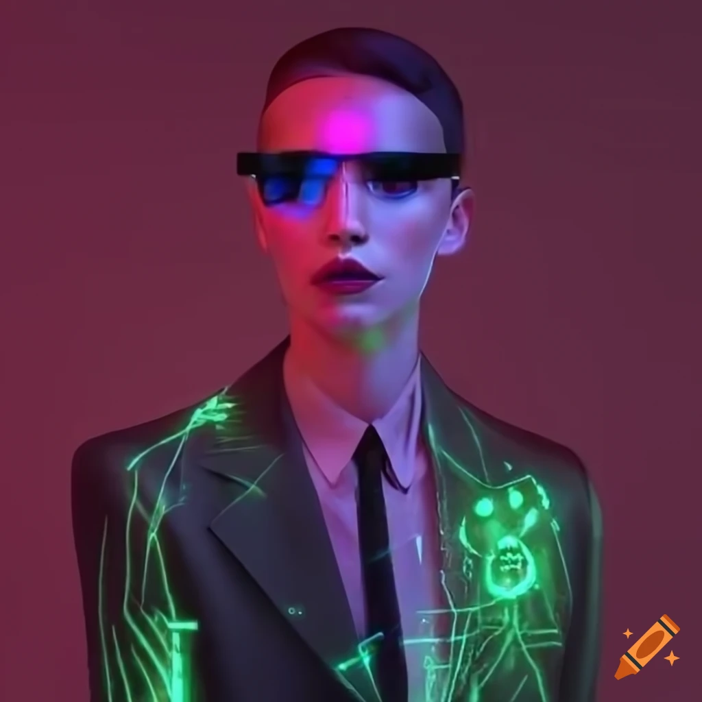 hologram portrait of a stylish time traveler in 50's attire