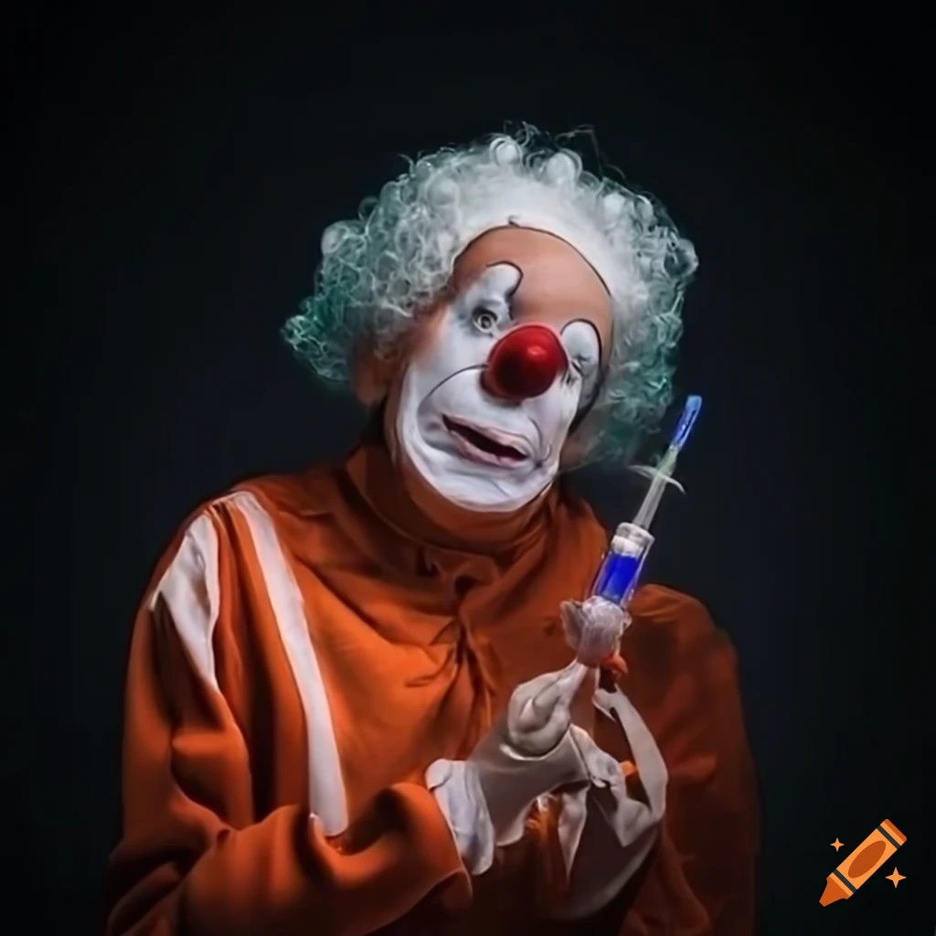 scientist clown conducting experiments in a laboratory