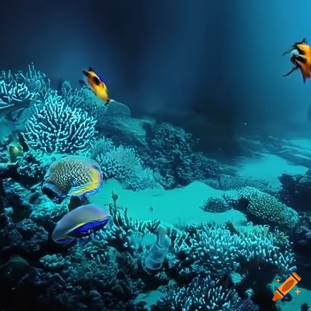 Image of an ai powered coral reef in the ocean on craiyon
