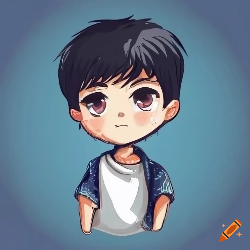chibi artwork of a guy with short black hair