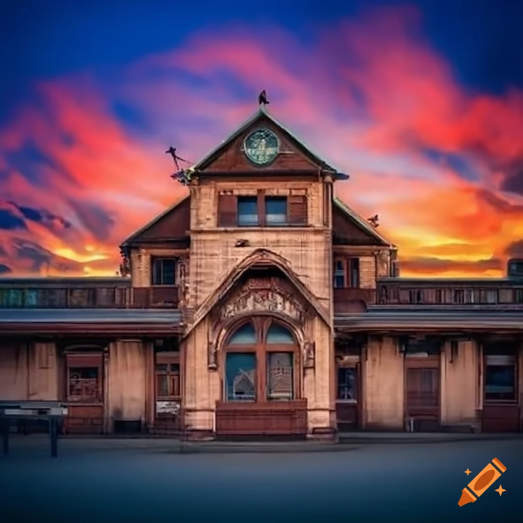 external view of a far west themed train station