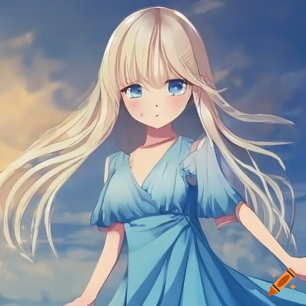 Anime Girl With Long Blonde Hair And Blue Eyes On Craiyon 