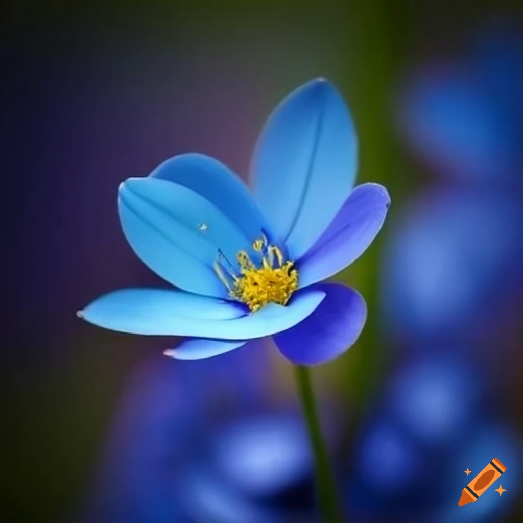 blue glow in the dark mutisa flower under glass