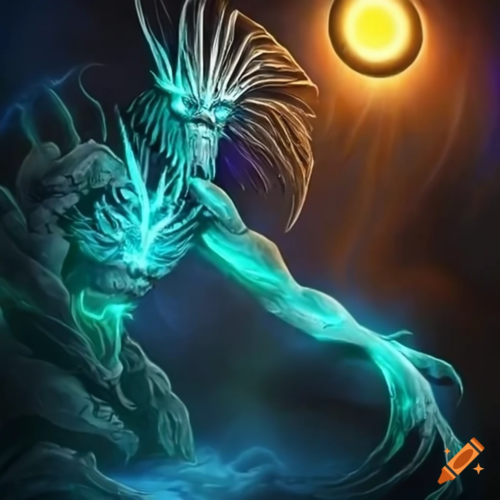 Mistical Titans Mythical titan with glowing eyes