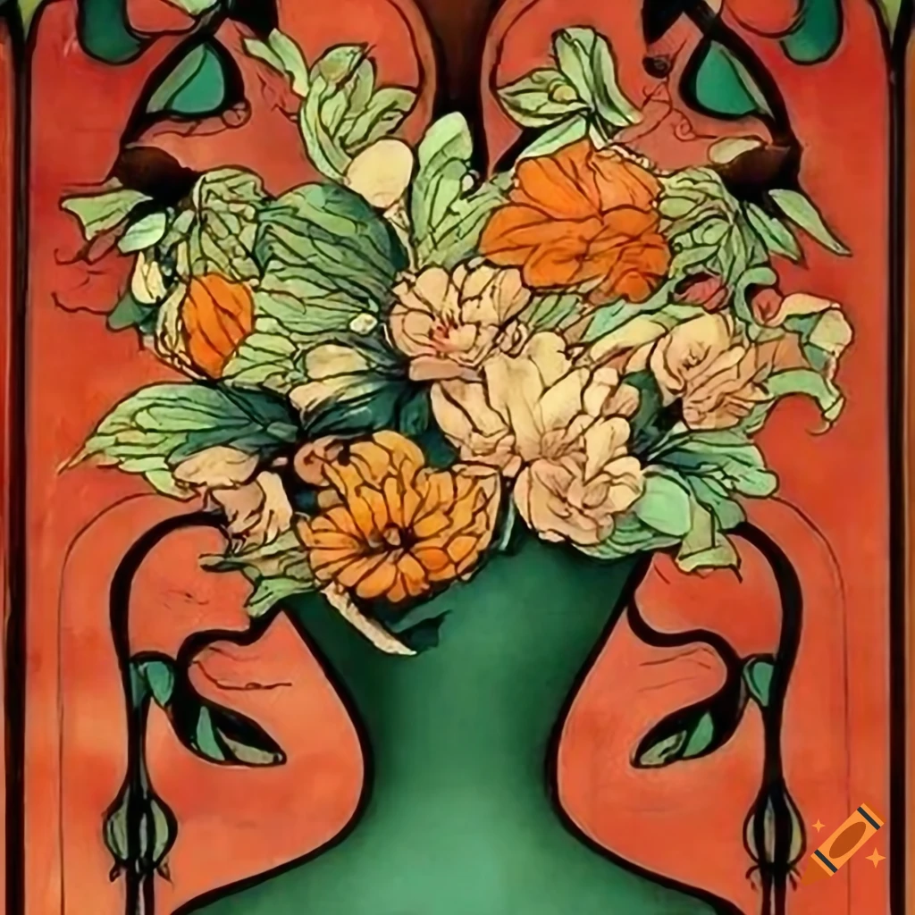Art nouveau style flowers