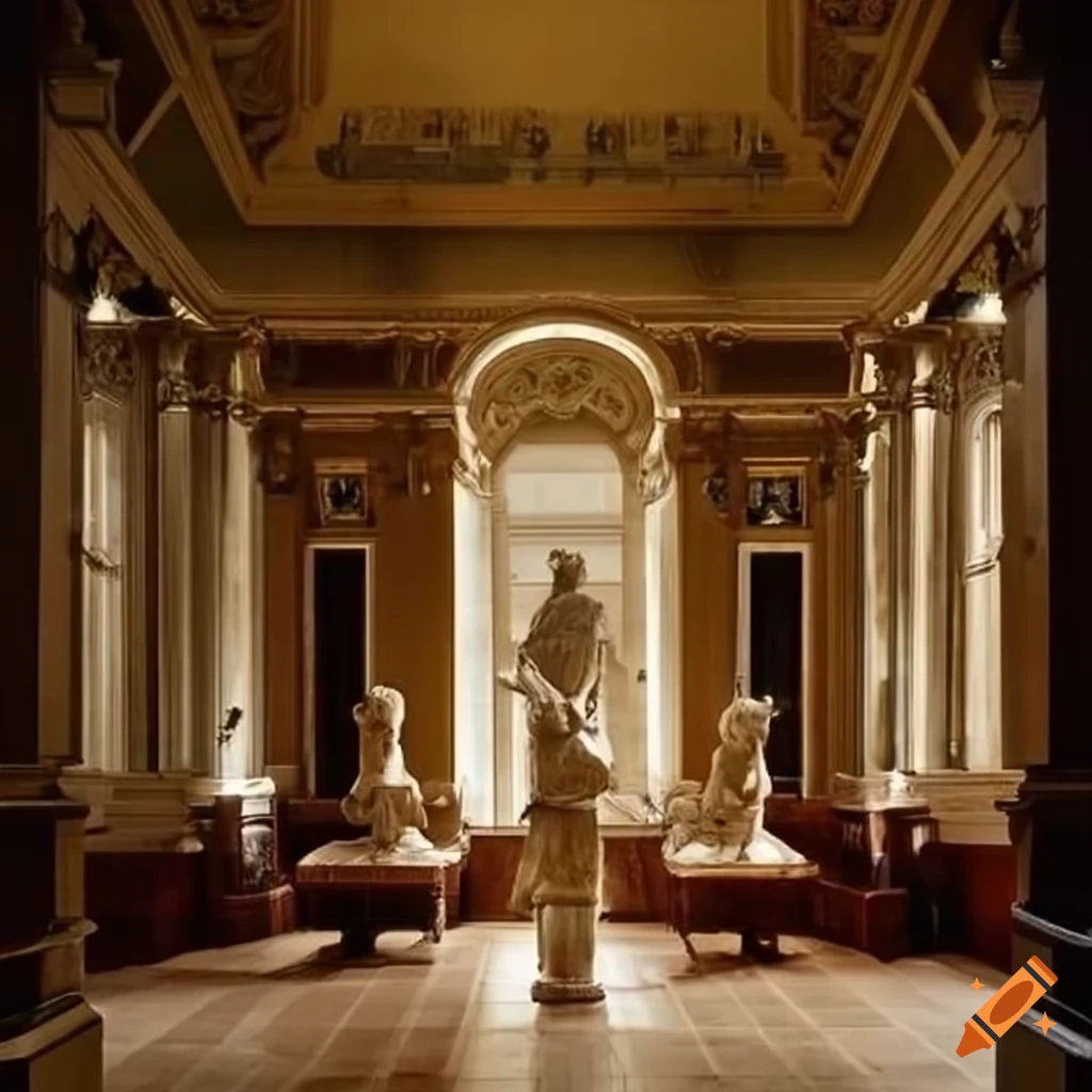 marble statues in a grand victorian art studio