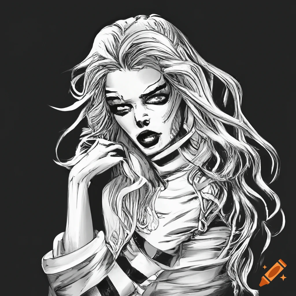 Black And White Comic Book Art Of A Blond Woman In A White Collar Shirt On Craiyon 3833