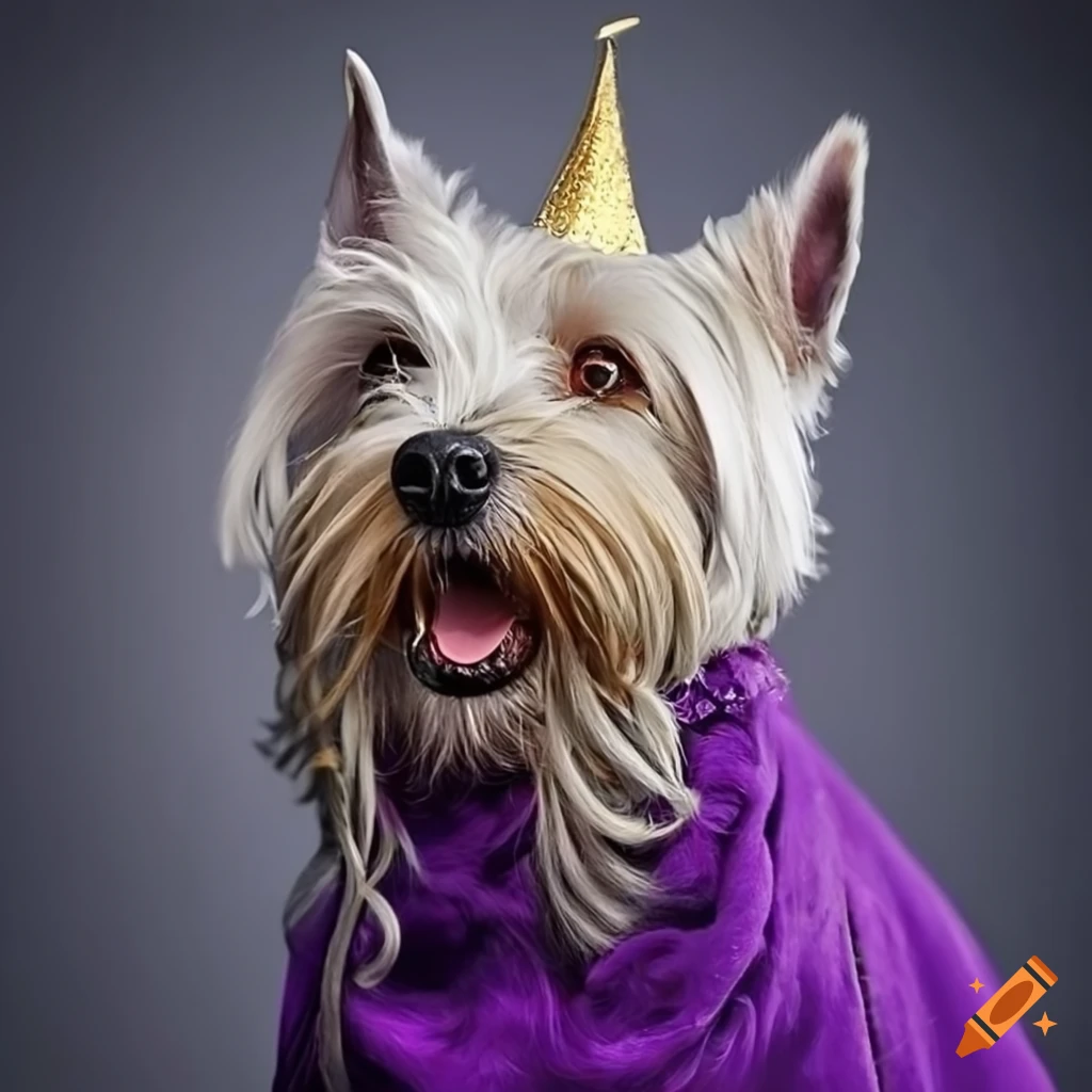 Wizard dog with long beard and wizard hat on Craiyon