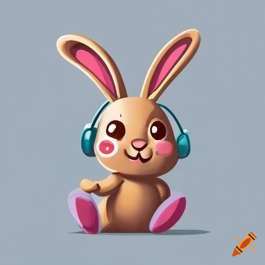 Cartoon Bunny Listening To Music On Craiyon