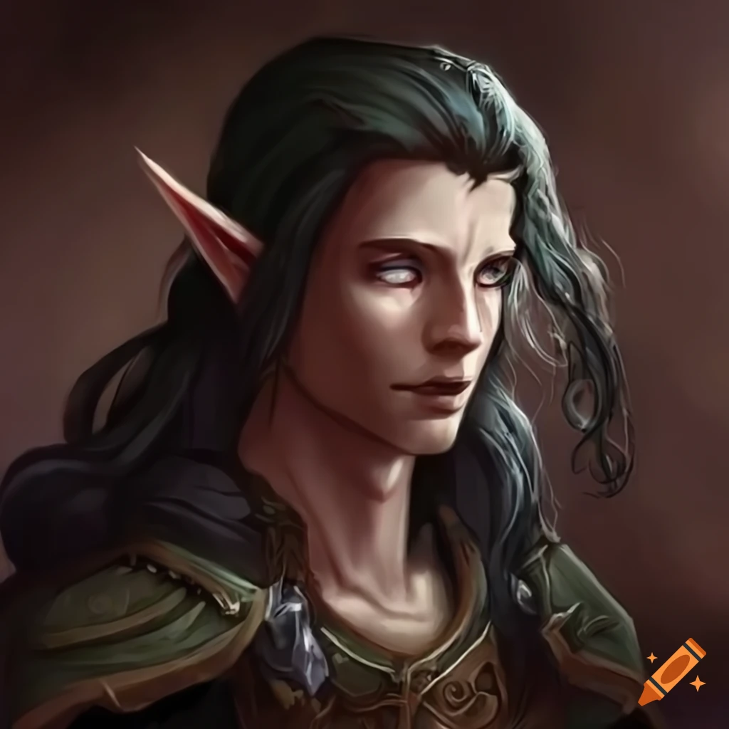 portrait of a male high elf cleric reading a glowing magical book